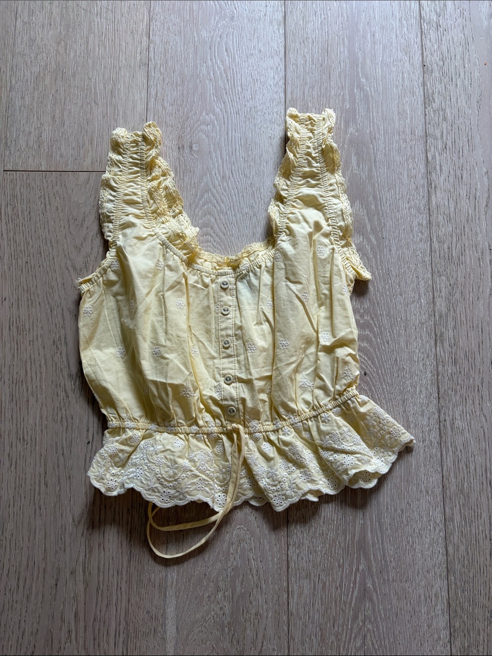 wild fable Yellow Eyelet Peplum Camisole